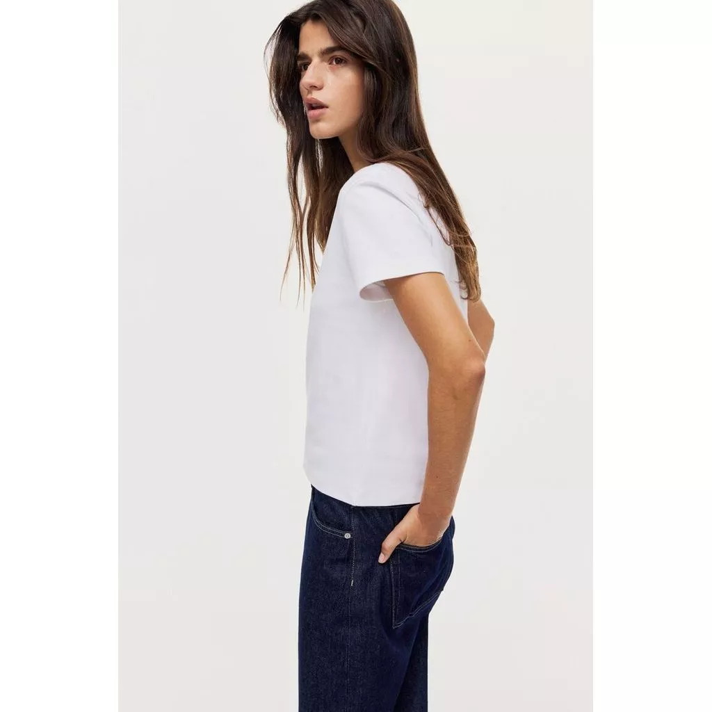 H&M(เอชแอนด์เอ็ม) เสื้อยืดคอตตอน ผู้หญิง 1264833_1