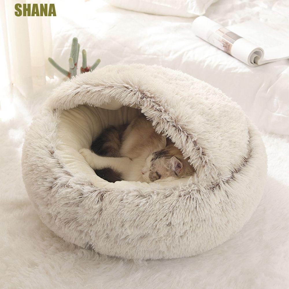 SHANA ที่นอนแมวสําหรับลูกแมวลูกสุนัขรอบสัตว์เลี้ยงที่อบอุ่นอุปกรณ์ฤดูหนาวตะกร้าเสื่อสุนัขในร่มบ้านสั
