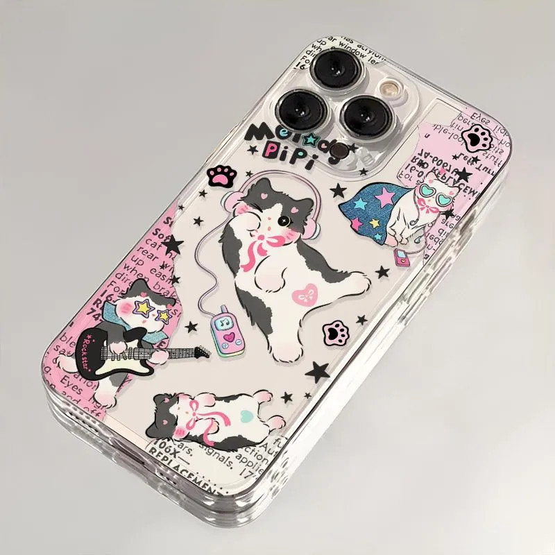 แมวขนาดเล็กเพลง Motif เคสโทรศัพท์ Vivo V27/V27 Pro V27e V29 5G V29E 5G T1 5G/Y75 5G T1 Pro 5G Y28 4G