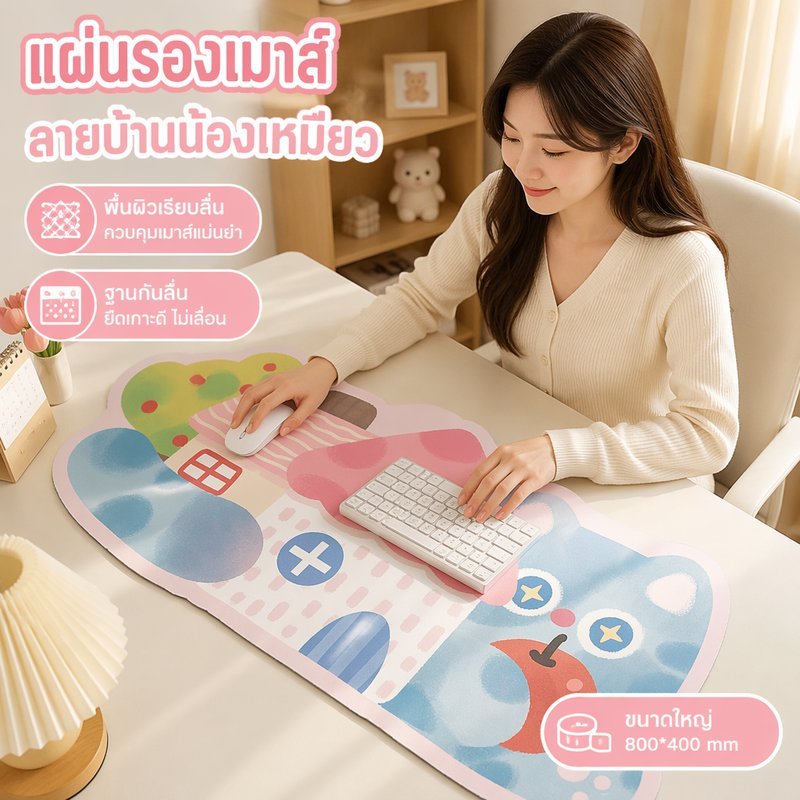 COD แผ่นรองเมาส์หนัง กันน้ำมัน กันเปื้อน กันรอย เช็ดทำความสะอาดง่าย ผิวเรียบลื่น ใช้งานสบาย