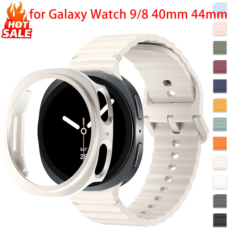 Hollow PC Case + สายซิลิโคน (ไม่มีนาฬิกา) สําหรับ Samsung Galaxy Watch 9/8 40 44 มม.ฝาครอบป้องกันกันชนกันกระแทกสําหรับ Galaxy Watch 9 อุปกรณ์เสริม