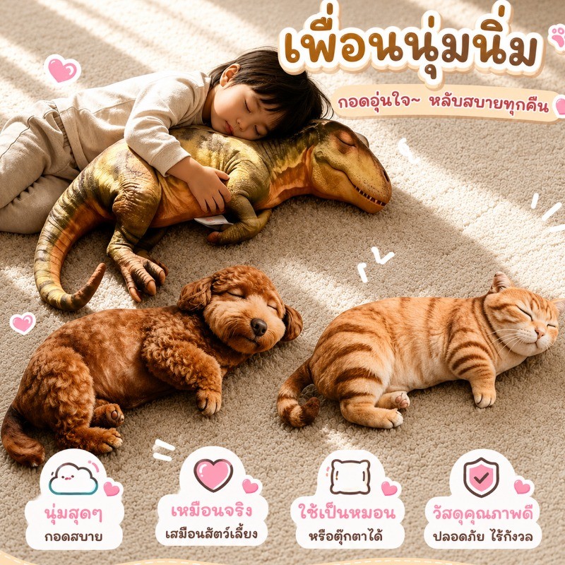 ตุ๊กตาแมว ตุ๊กตาหมา การออกแบบจำลอง นุ่มสบาย  เหมาะที่จะเป็นของขวัญ 40/60cm