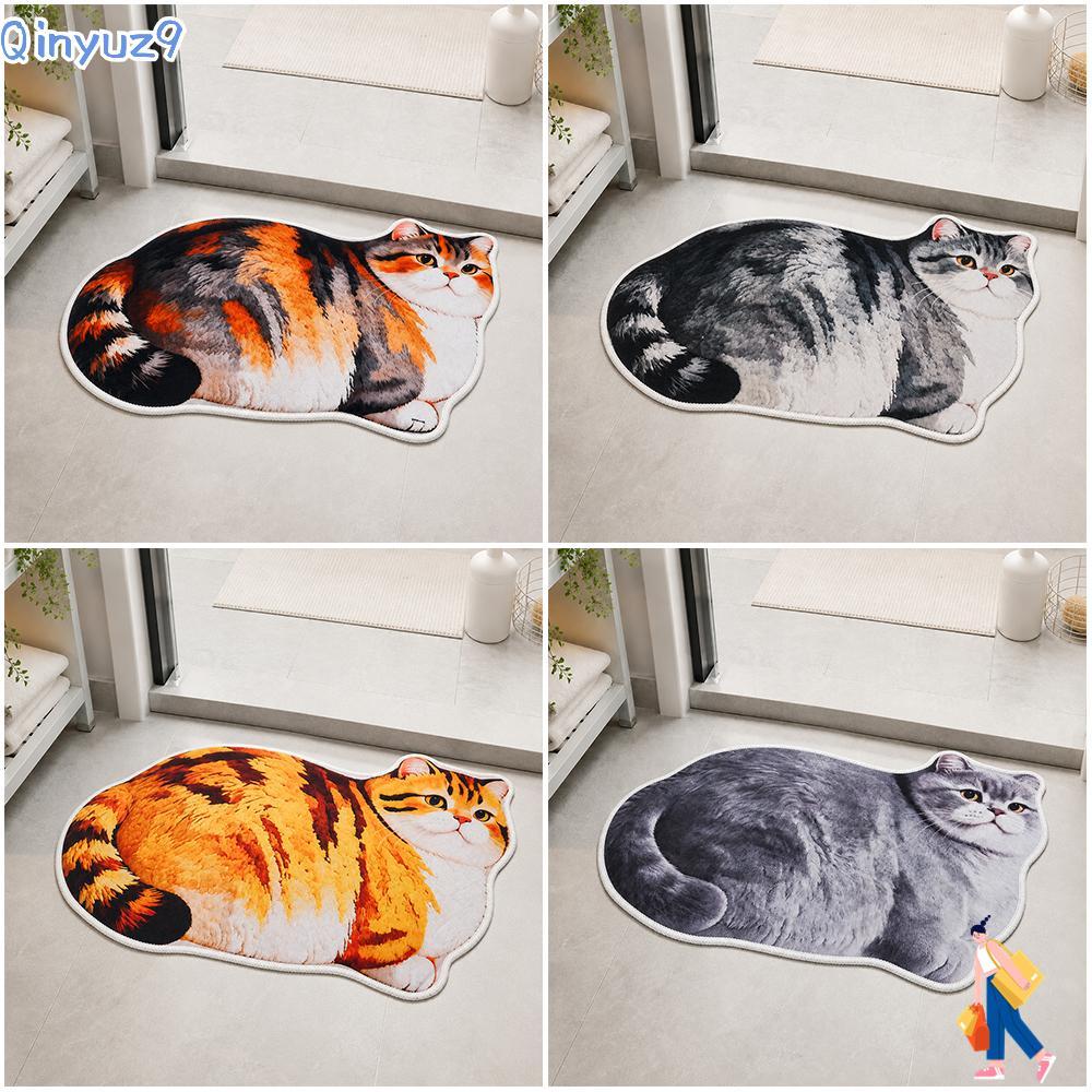 ชีนัส9 แมวน่ารักคริสตัลกํามะหยี่แผ่นพื้น,40*60เซนติเมตรรัสเซียสีฟ้าห้องน้ําพรม,ทนทานนุ่มลื่นขิงแมวประตูห้องนอนพรมขนาดเล็กห้องนั่งเล่นโต๊ะน้ําชาข้างเต