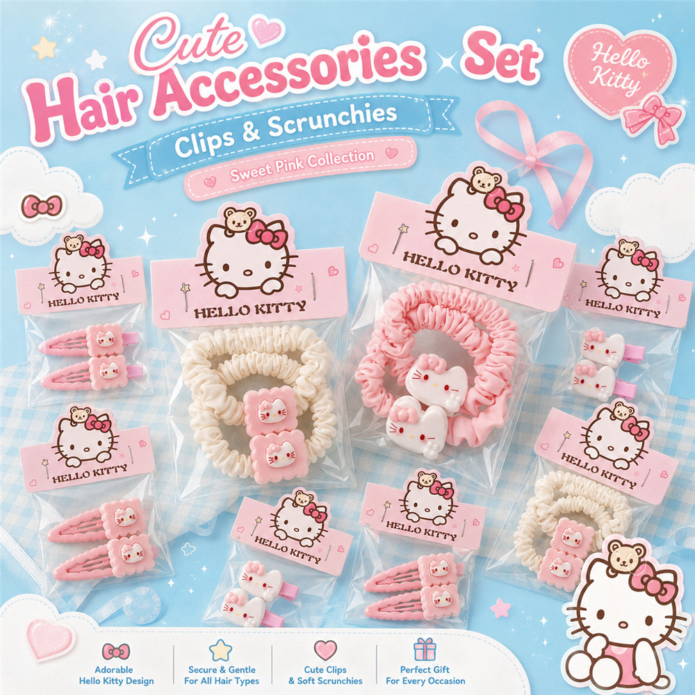 อุปกรณ์แต่งผมสีชมพูสไตล์การ์ตูน สำหรับสาวหวาน