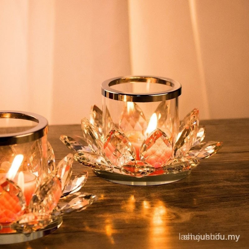 Handmade Lotus ดอกไม้แก้วคริสตัลใส Tealight เชิงเทียนตารางงานแต่งงาน Centerpieces RODW CB6T Z1BH 2W1
