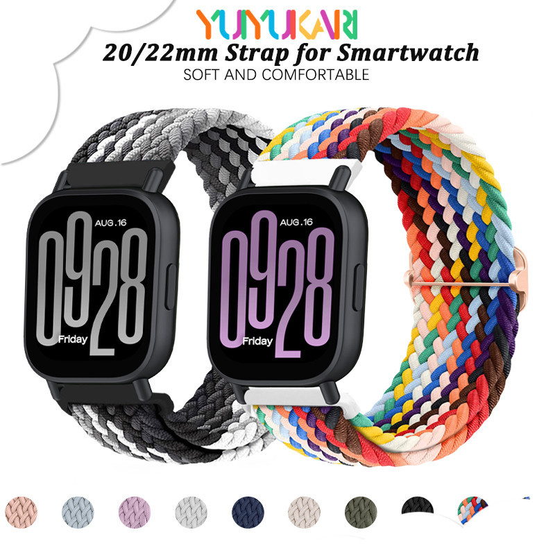 สายรัดกีฬาไนล่อนถัก 22 20 มม. for Redmi Watch 5 Active/5 Lite/Garmin Watch Forerunner 165 570 265/Huawei/Amazfit Bip 6