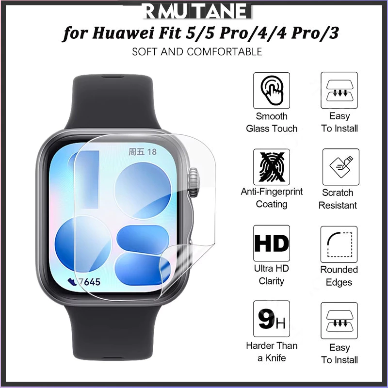3D กระจกนิรภัย / ฟิล์ม TPU อ่อนสำหรับนาฬิกา for Huawei Fit 5/5 Pro / 4/4 Pro / 3 อุปกรณ์ป้องกันหน้าจอป้องกัน Gores