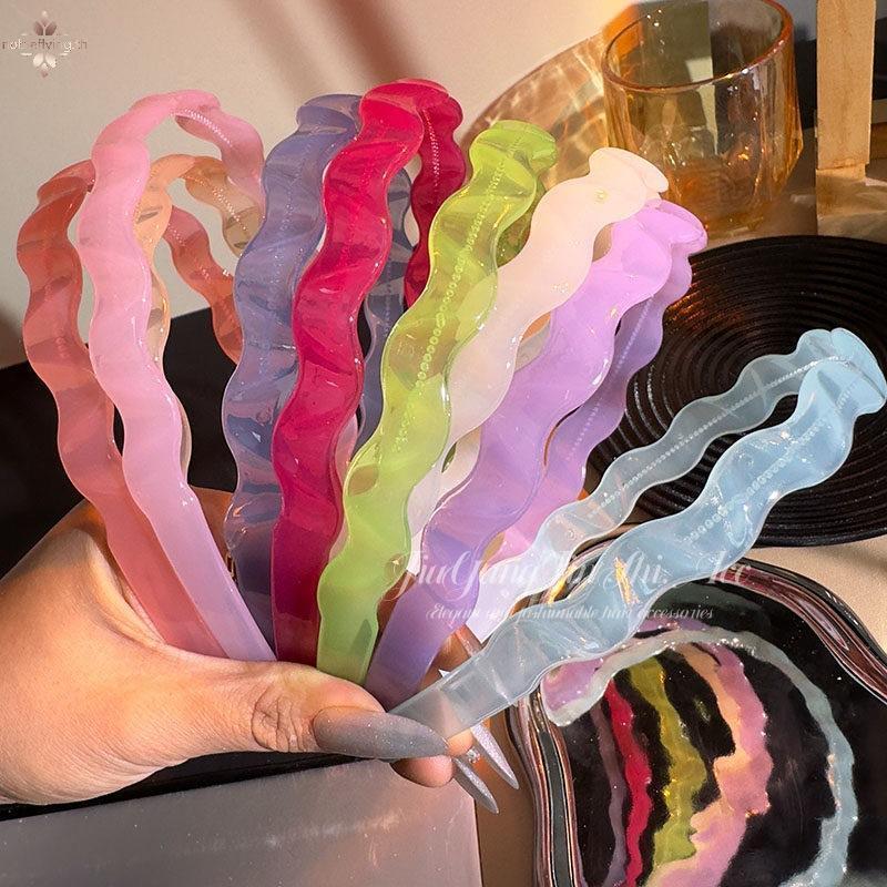 Nf Jelly สี Wavy s Anti Slip Glossy Finish แฟชั่นผม Hoops สําหรับนักเรียนทุกวันสุดสัปดาห์ Outing nobleflying