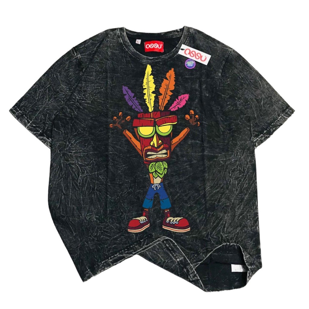 CODOSSU TSHIRT CRASH BANDICOOT UKA-UKA BLACK WASHEDS-5XL