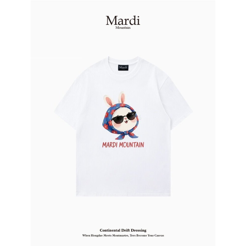 Mavvdi Mountain ใหม่ทรงหลวมสําหรับผู้ชายและผู้หญิงเสื้อยืดแขนสั้นน่ารักหัวใหญ่