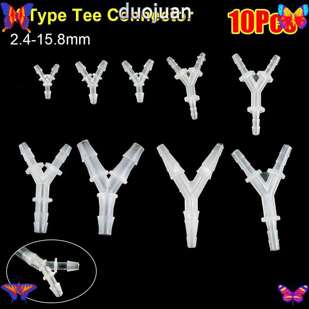 DUOJUAN 10 ชิ้น 3 ทางเชื่อมต่อ, นุ่ม 2.4-15.8 มิลลิเมตร Y-Type Tee Connector, PP PE ท่อพลาสติกอุปกรณ