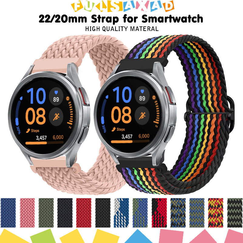 22/20 มม. ระบายอากาศได้ สายไนลอนถัก for Garmin Watch Forerunner 165 570 265/Samsung Galaxy Watch/Huawei/Amazfit Bip 6 5