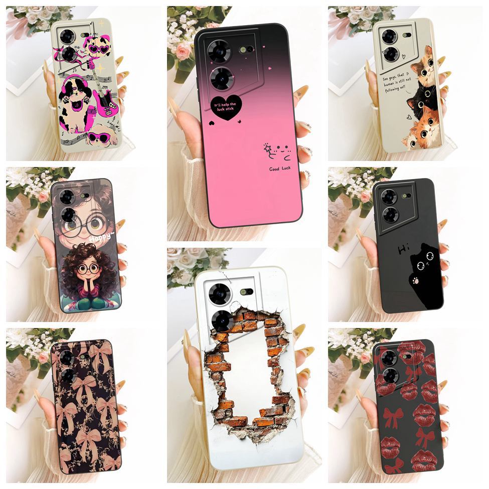 สําหรับ Tecno Pova 5 LH7n สําหรับ Techno Pova 5 ฝาครอบซิลิโคนแฟชั่นน่ารักแมวรูปแบบตลกปลอก