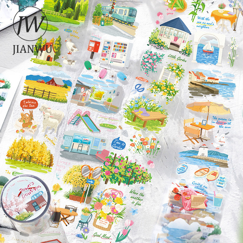 JIANWU 50 มม.* 300 ซม.VINTAGE ดอกไม้ Field Travel ภูมิทัศน์วัสดุ Collage Scrapbooking PET เทป Creative DIY Journal เครื่องเขียน