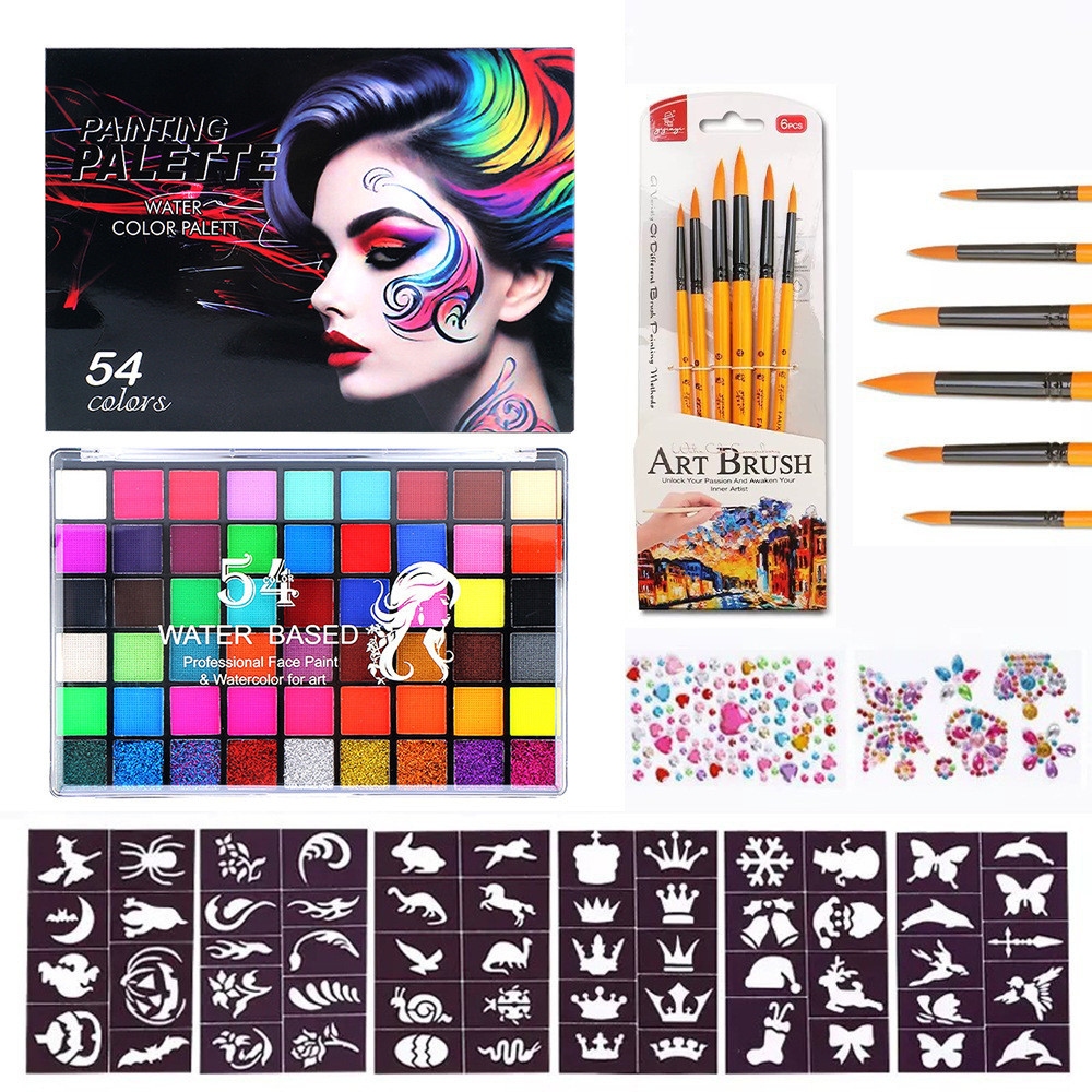 54Colorful Face Paint Set for Children, Halloween Makeup Face Paint