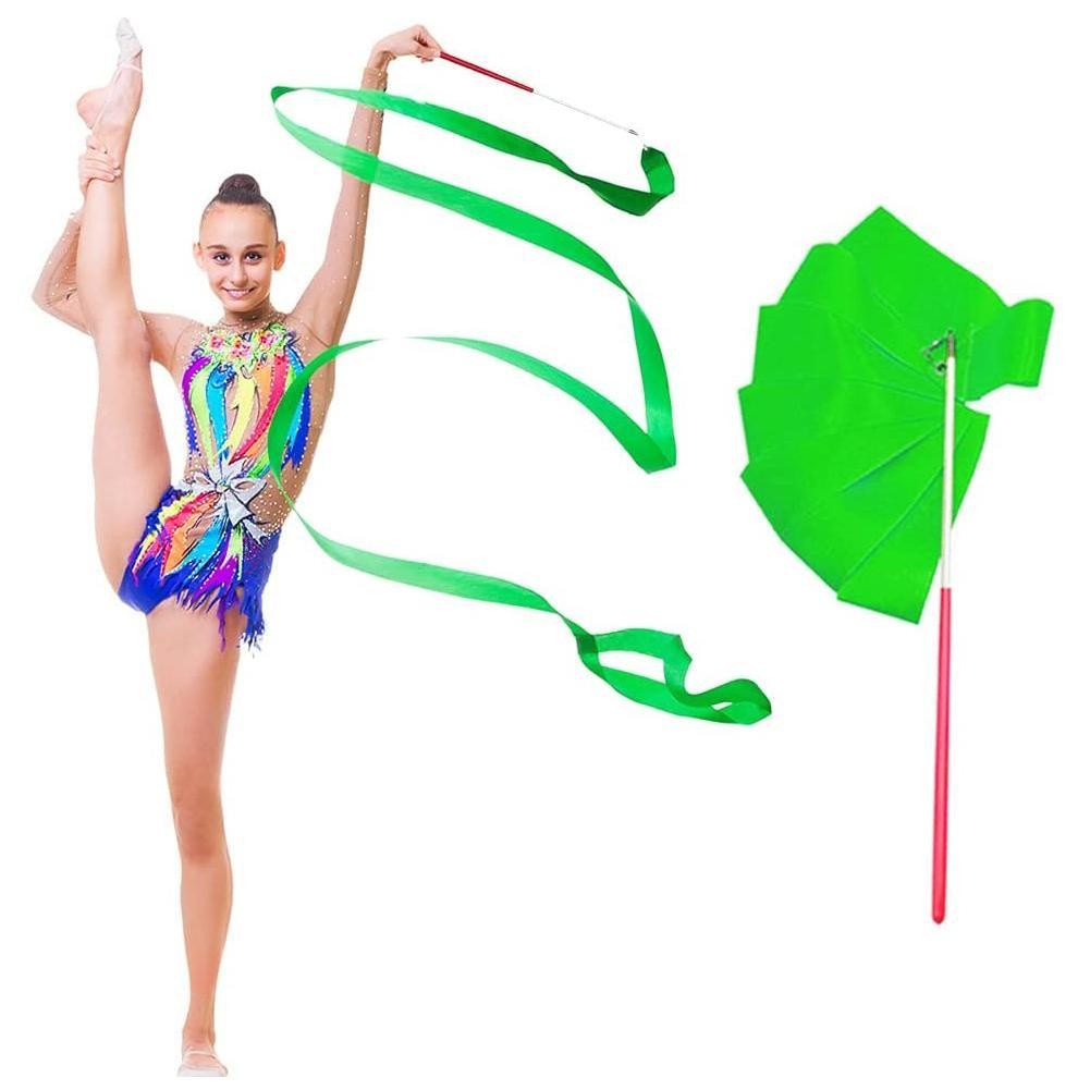 2 M/4 M สีสัน Gym Ribbons เต้นรําริบบิ้น Rhythmic Art Twirling Stick Rainbow Rod Streamer T7o8