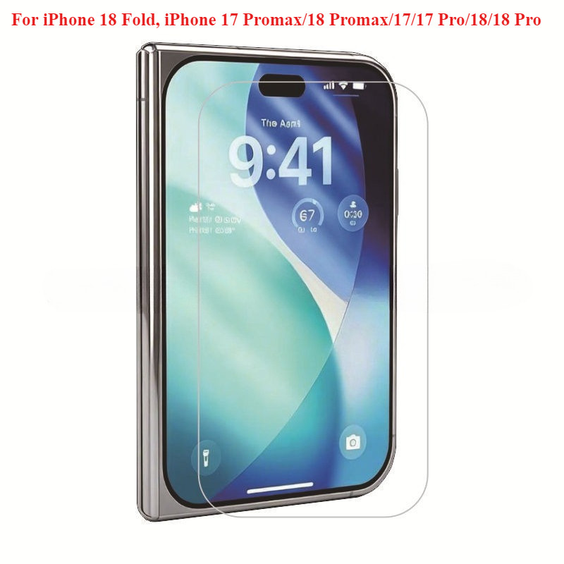 สําหรับ iPhone 18 พับ, iPhone 17 Promax/18 Promax HD ฟิล์มกระจกนิรภัย, iPhone 17/17 Pro/18/18 Pro ฟิ