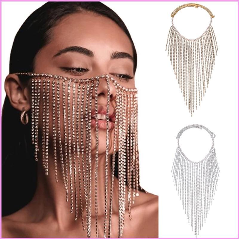 Cinn Vintage Face Chain Blingbling Chain เจ้าสาว Headpiece Glistening Crystal
