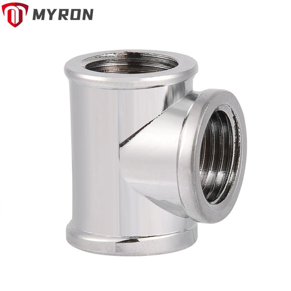 MYRON T Shape Fitting, Silver 3 Way Water Cooling Fitting,ทนทานรั่วG1/4 Thread PC Coolingอุปกรณ์เสริ