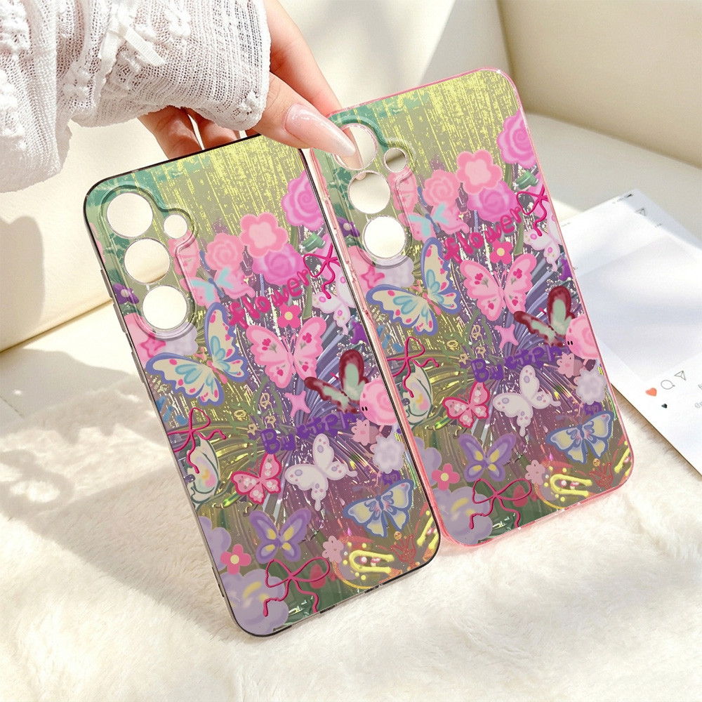 Butterfly เคสมือถือ For Samsung S25 S26 S24 Ultra A07 A57 A55 A56 A17 A06 A16 A15 A37 A34 A36 A54 เคสกันกระแทกแบบนุ่ม
