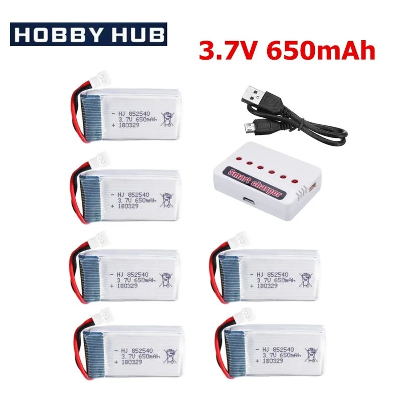 852540 3.7V 650mAh แบตเตอรี่ lipo และเครื่องชาร์จสําหรับ SYMA X5C X5C-1 X5 H5C X5SW RC Drone อะไหล่ 