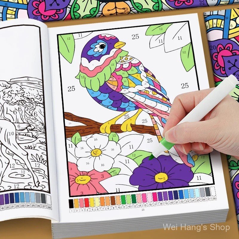 หนังสือ ระบายสีตามตัวเลข ผู้ใหญ่ 32 หน้า ลายดอกแมนดาลา เพื่อการผ่อนคลาย คลายเครียด หนังสือกิจกรรมบําบัด.
