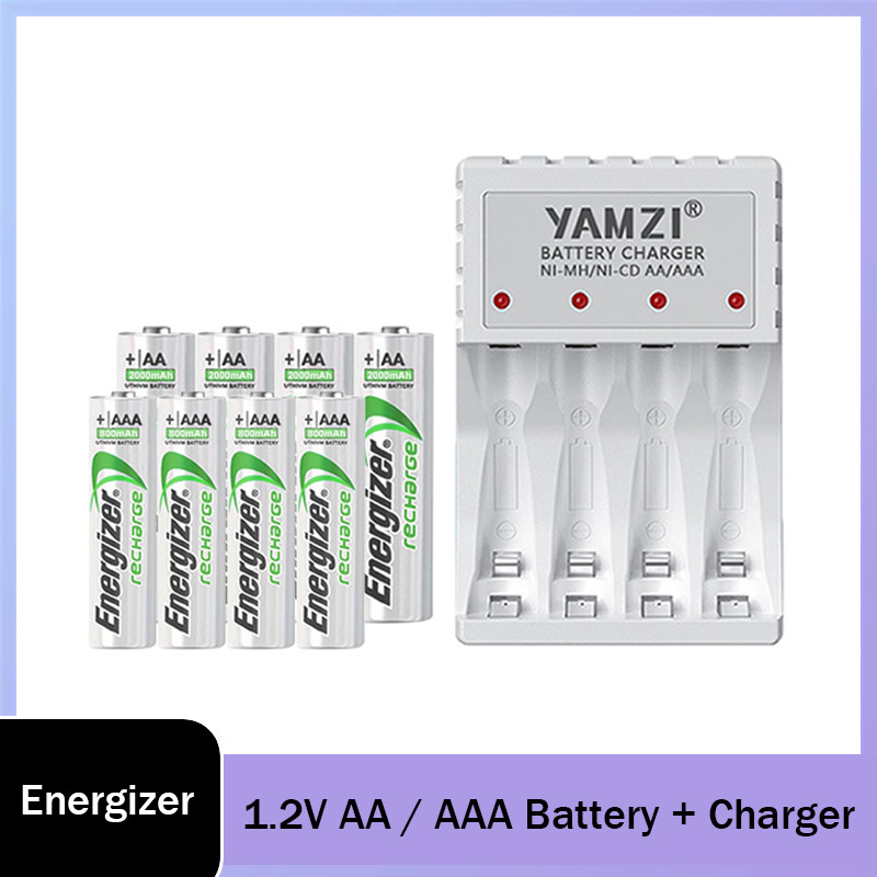 Energizer 1.2V AA 2000mAh / AAA 800mAh Ni-MH ถ่านชาร์จ + เครื่องชาร์จ YAMZI ◼️