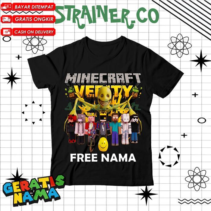 Baju Anak Unisex Laki Laki Perempuan Game MC PE Minecraft Steve Mod Verity Lucu KEREN Fashion  - 100
