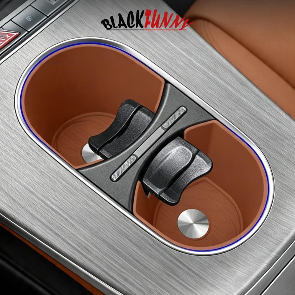 BLACKFUNNY 2 ชิ้นคอนโซลกลางรถที่วางแก้ว TPE Mat Anti-Slip ถาดเครื่องดื่มใส่อุปกรณ์ตกแต่งภายในรถยนต์อ