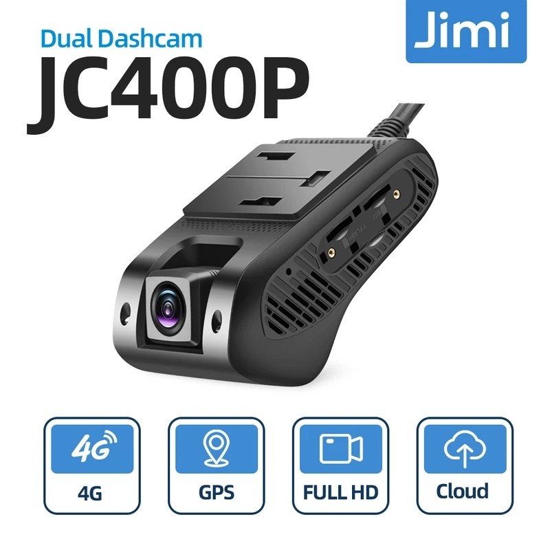 UEKW Jimi JC400P 4G กล้องติดรถยนต์ Live Stream1080P กล้องคู่ GPS ติดตาม Wifi Hotspot สัญญาณเตือนหลาย