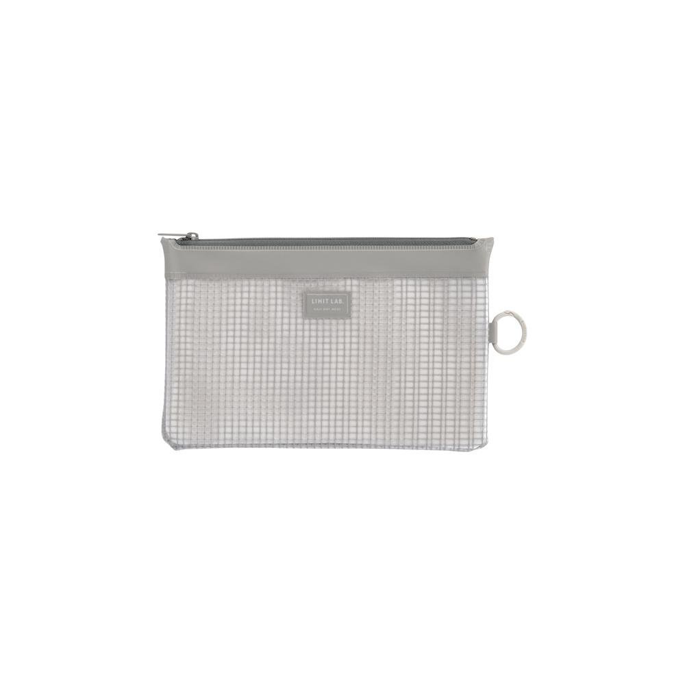 LIHIT LAB Mesh Zipper Pouch, B6S, Off-White, F244 (White)