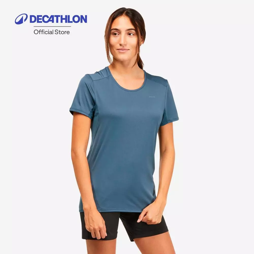 Decathlon Women’S Mountain Walking Short-Sleeved T-Shirt เสื้อยืดแขนสั้นผู้หญิงใส่เดินป่า รุ่น Mh100 - Grey