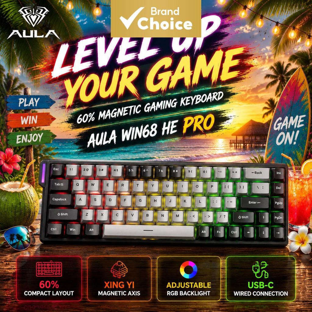 คีย์บอร์ดเกมมิ่ง AULA WIN68HE Pro Xingyi สวิตช์แม่เหล็ก Rapid Trigger คีย์บอร์ดแมคคานิคอลเอฟเฟกต์ฮอล