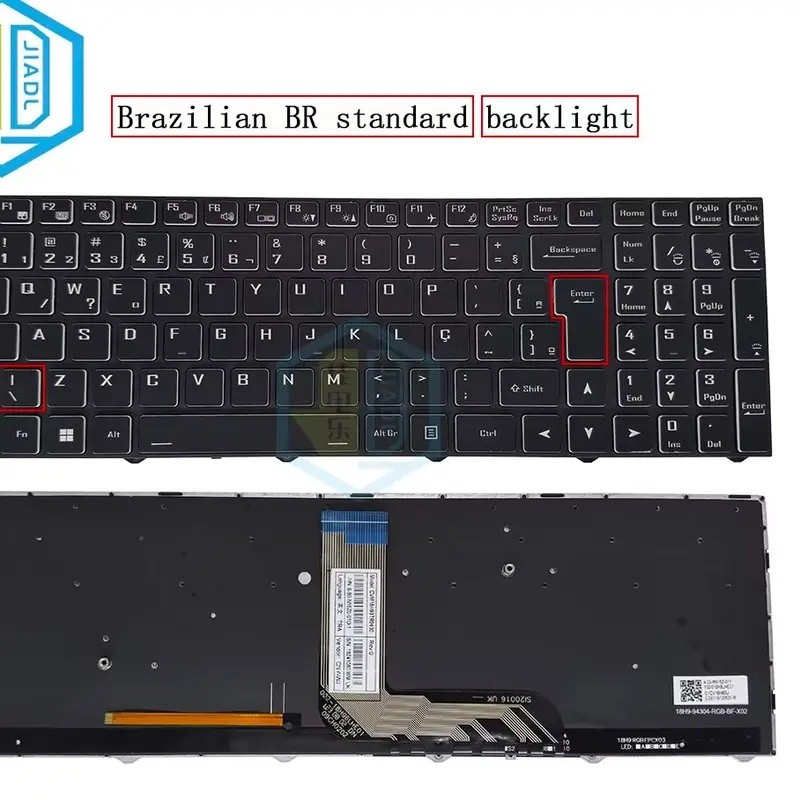 US UK BR PO IT Backlit คีย์บอร์ดสําหรับ CLEVO CVM18H93US9430 CVM18H93US9430B 6-80-PC510-010-1 Aspire