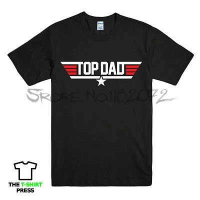 เสื้อยืดผู้ชาย เสื้อยืดพิมพ์ลาย TOP DAD TOPGUN STYLE ของขวัญสุดฮาสำหรับวันเกิดคุณพ่อ