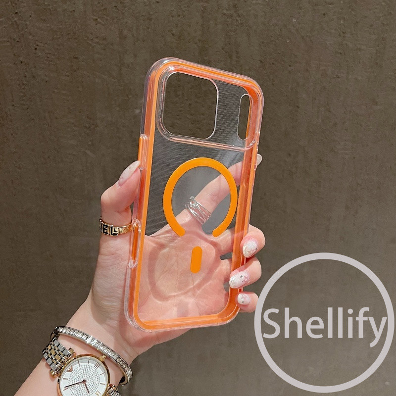 หรูหราสีถุงลมนิรภัยป้องกันการตกเคสโทรศัพท์แม่เหล็กโปร่งใสเหมาะสําหรับ ไอโฟน 11 12 13 14 15 16 17 มือโปร สูงสุด รวมทุกอย่างป้องกันการตกฝาครอบนุ