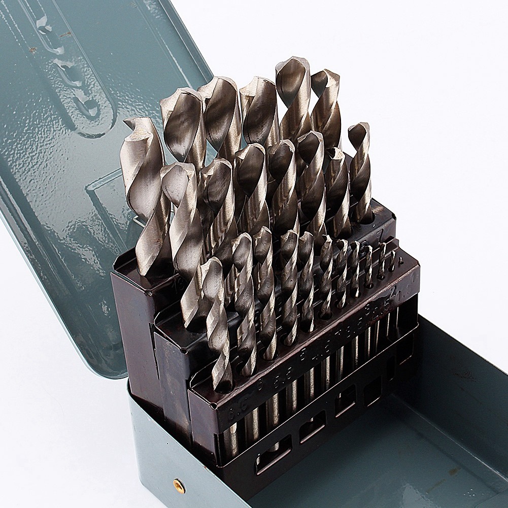 25 ชิ้น Cobalt เจาะ Bits ชุด Jobber ความยาวชุด Bit สําหรับโลหะแข็งเหล็กหล่อสแตนเลส HSS เมตริกเครื่อง