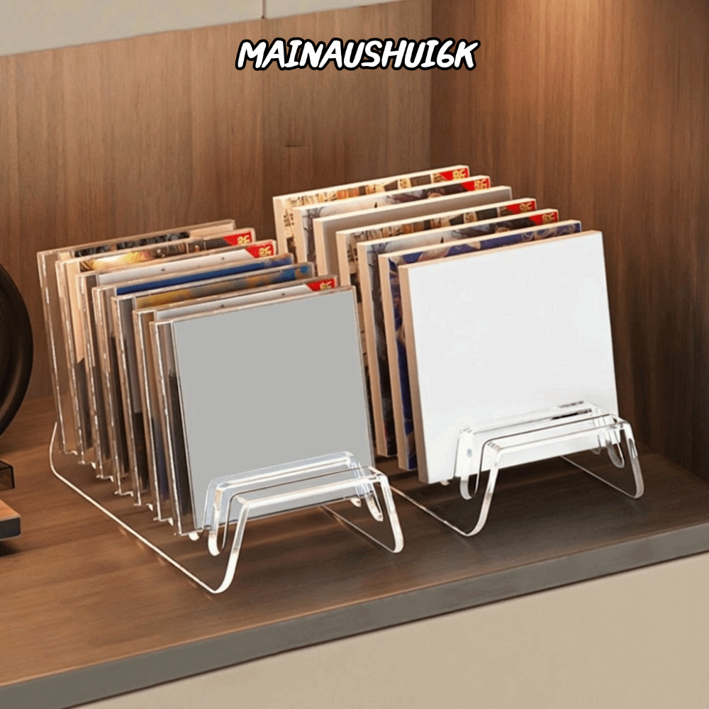 MAINAUSHUI6K ที่วางโทรศัพท์อะคริลิค, Universal Multi-Slot Design CD Display Shelf, Premium โปร่งใสทน
