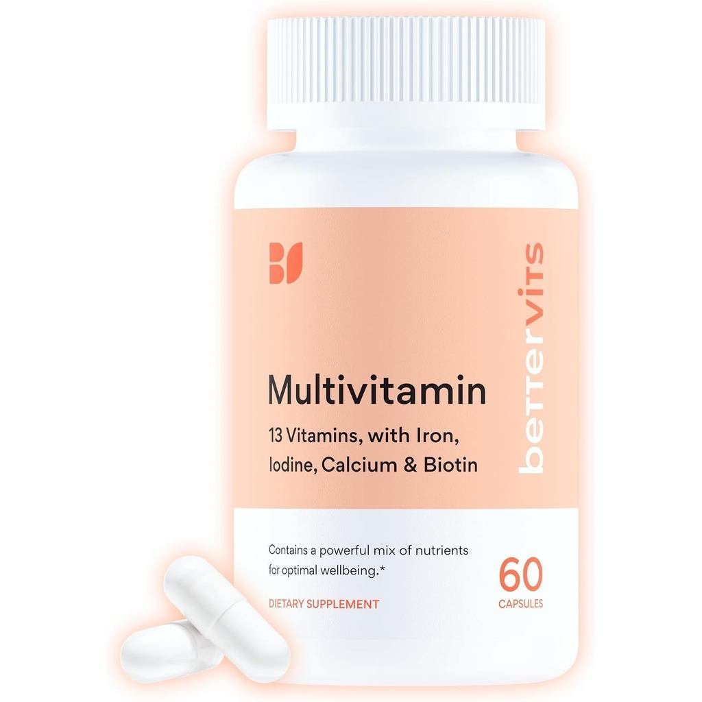 Bettervits Multivitamin for Women & Men | Womens Daily Multivitamin with 13 Essential Vitamins Iron,
