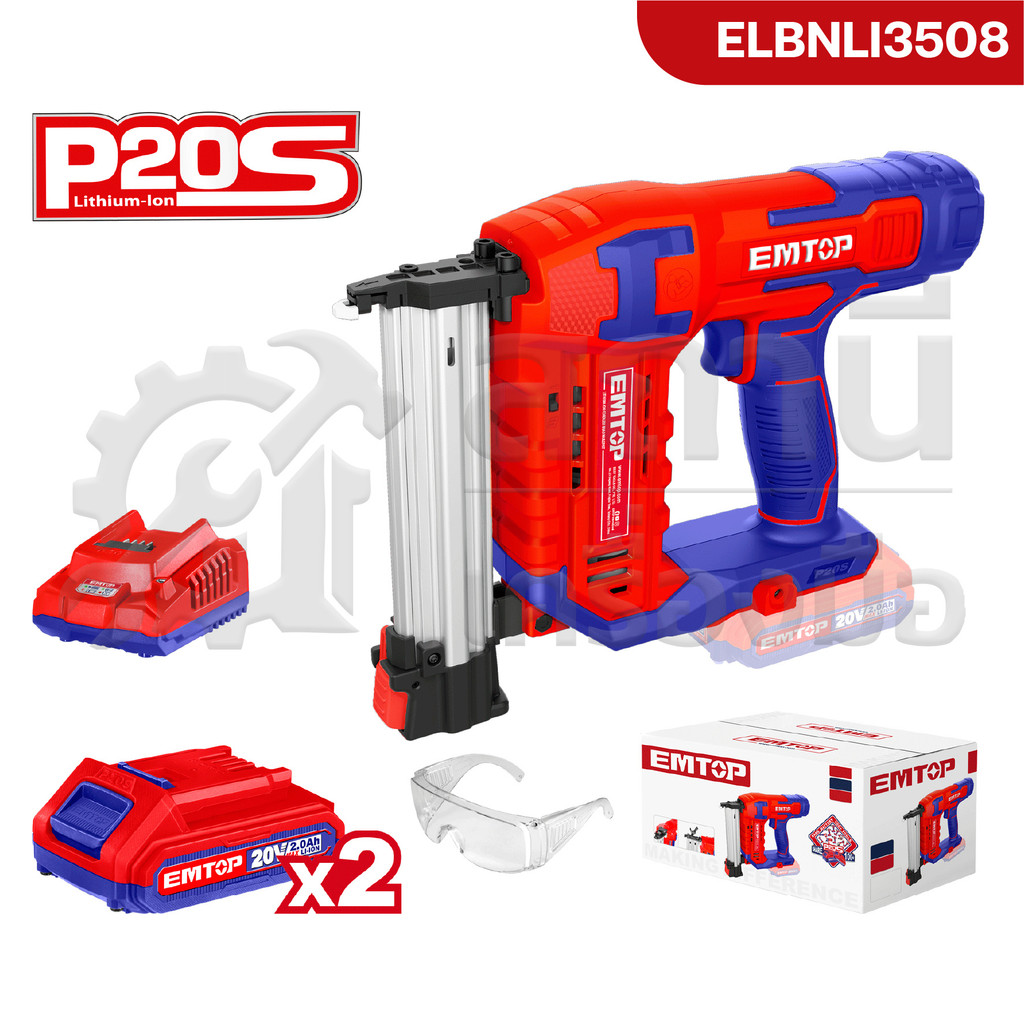 EMTOP เครื่องยิงตะปู ยิงแม็ก ขาเดี่ยว ไร้สาย แบตเตอรี่ 20v รุ่น ELBNLI3508