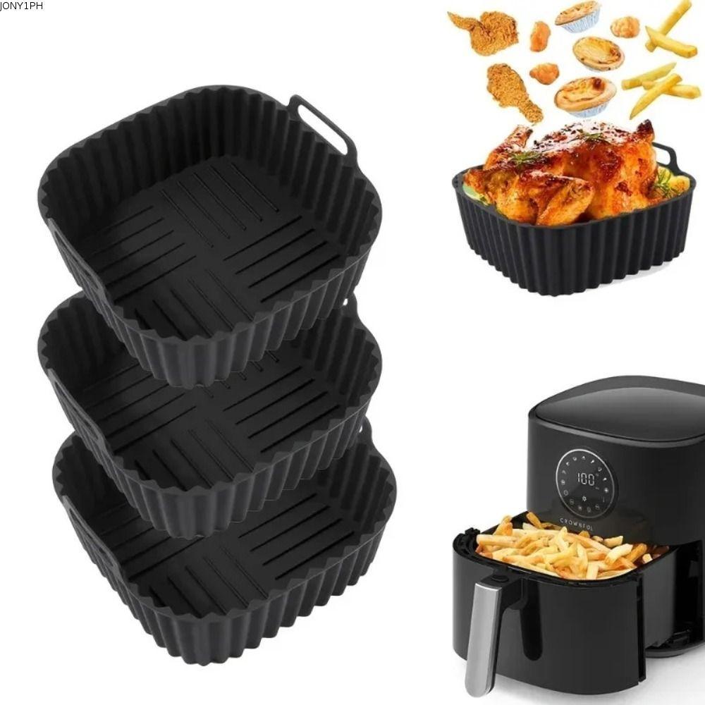 JONY1PH Air Fryer ซิลิโคน Liners, ซิลิโคนทนความร้อนถาดอบ Liners, คุณภาพสูงนํากลับมาใช้ใหม่ทําความสะอ