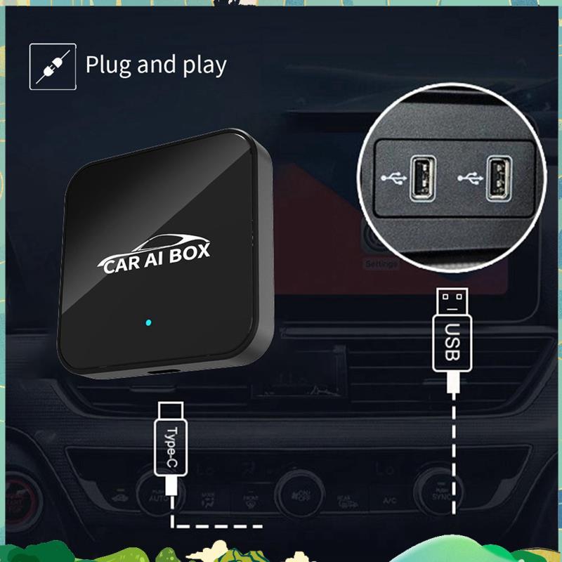 3in1 Andriod Video AI กล่องไร้สาย Android Auto Wireless Carplay อะแดปเตอร์มัลติมีเดีย 2.4G + 5G + Wi