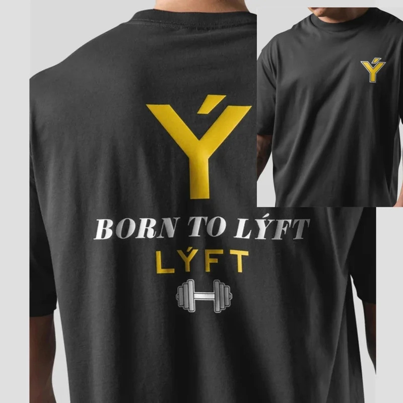 2026 LYFT เสื้อยืดคอตตอนแขนสั้นสำหรับผู้ชาย ทรงโอเวอร์ไซส์ แฟชั่นลำลองสำหรับผู้ชายและผู้หญิง
