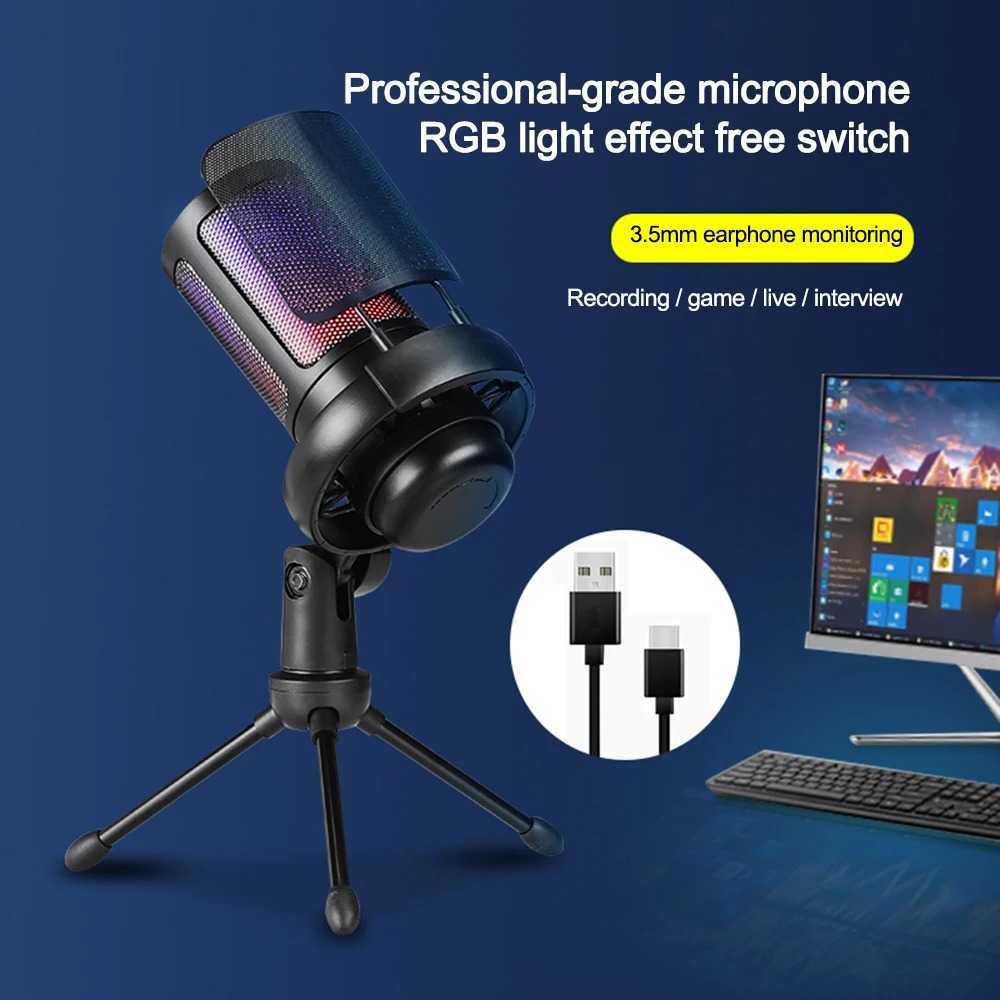 CoolD USB Condenser Mic Gaming ลดเสียงรบกวน Live RGB Light - ME6S