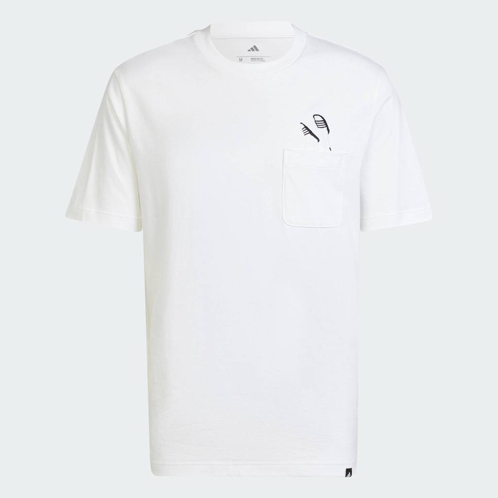 adidas ไลฟ์สไตล์ เสื้อยืดพิมพ์ลายมีช่องกระเป๋าด้านหน้า Lounge Slides ผู้ชาย สีขาว JC5282