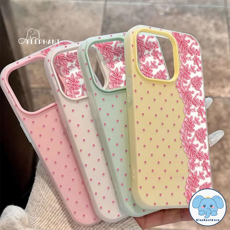 สำหรับIPhone 11 17 AIR 16 15 14 13 12 Pro Max 16 7 8 Plus XS X XR เคสนุ่ม 2‑in‑1 ลายจุดดอกไม้ สีสันสดใส ป้องกันกระแทก