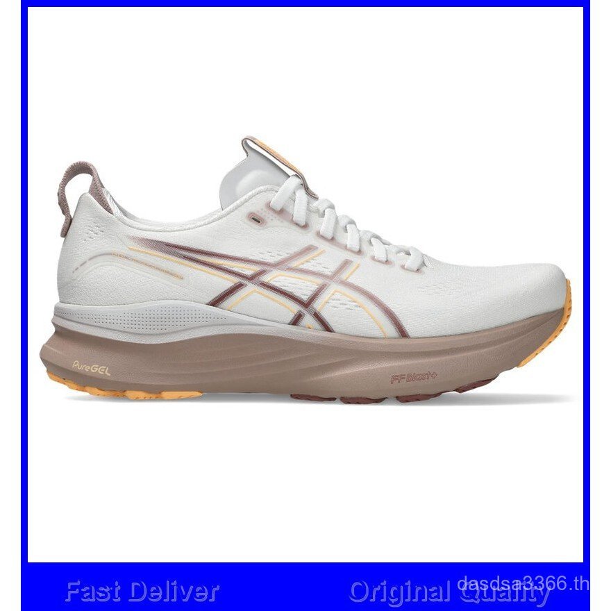 Quality New GEL-KAYANO 32 รองเท้าวิ่งถนนที่ทนต่อการสึกหรอและน้ําหนักเบาสีขาวสีน้ําตาล 1012B838-101 L