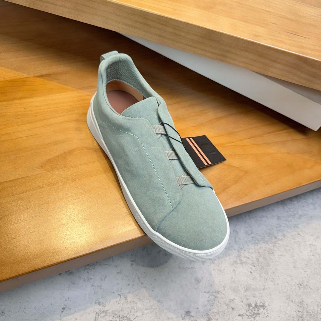 ZEGNA รองเท้าผ้าใบส้นแบนหนัง Nubuck สําหรับผู้ชาย