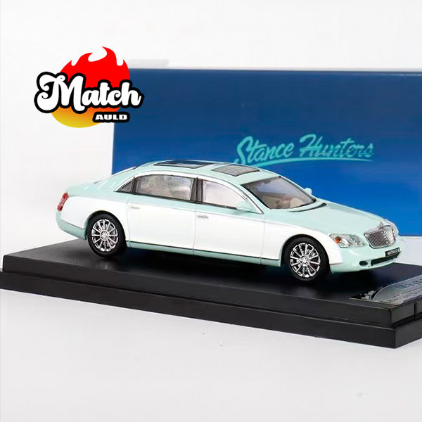 [สต๊อกพร้อม] SH 1: 64 Mercedes-Benz Maybach 62 Limited Mint Green White Double Sedan Model