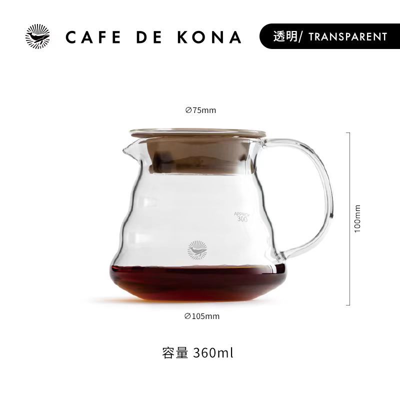 สไตล์ญี่ปุ่น CAFEDE KONA เครื่องชงกาแฟมือเจาะแก้วทนความร้อน Sharp ปาก Cloud Sharing หม้อ 360ml 600ml